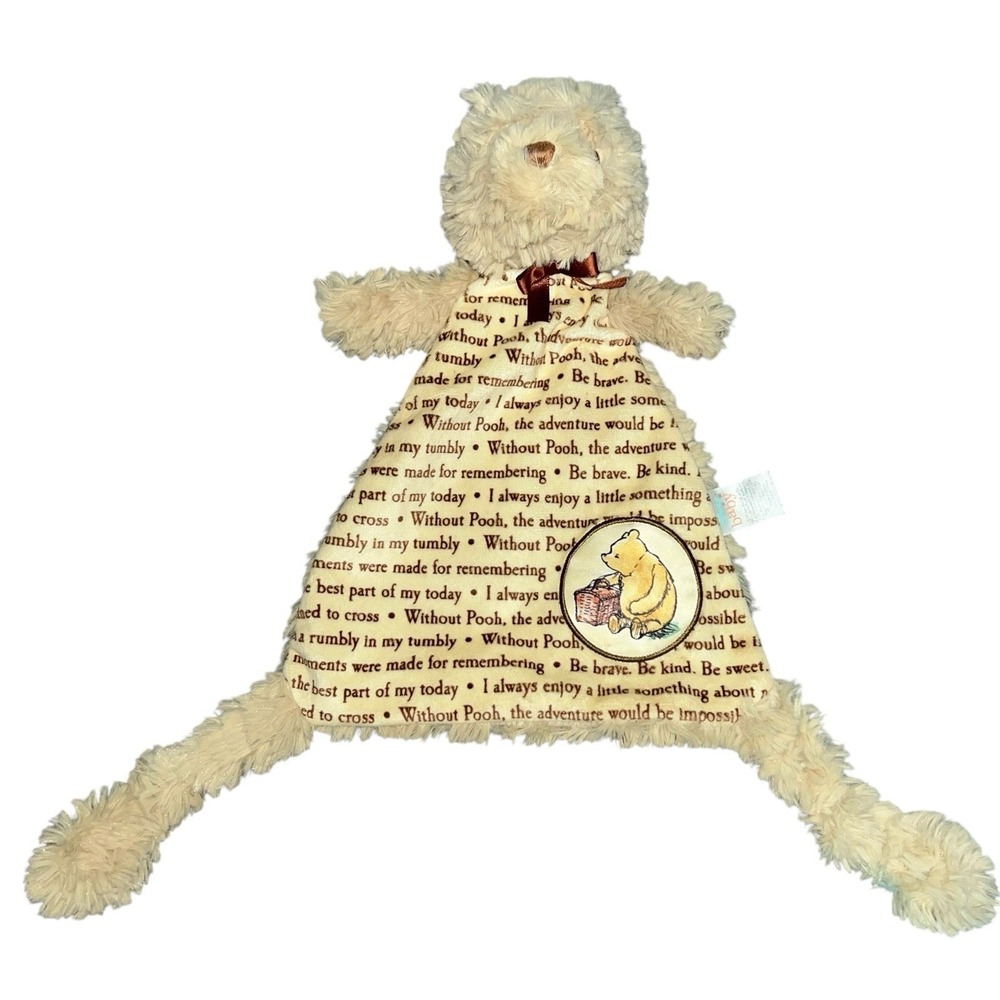Disney Baby Classic Winnie The Pooh Lovey Security‎ Blanket Storybook Unisex Tan